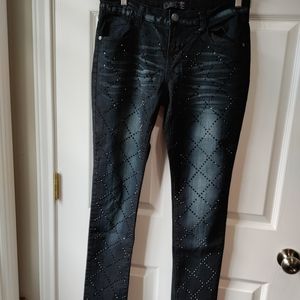 Onname It's all about me women's black blinged out jeans size 10